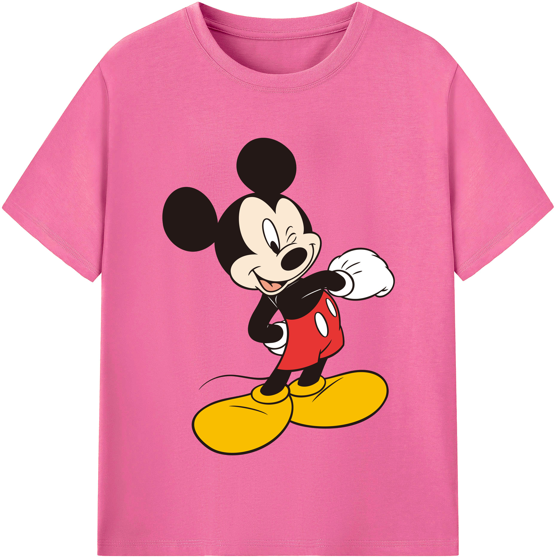 （画像用） ミッキーマウス Mickey Mouse レディースカジュアルプリントTシャツ（綿100％）
